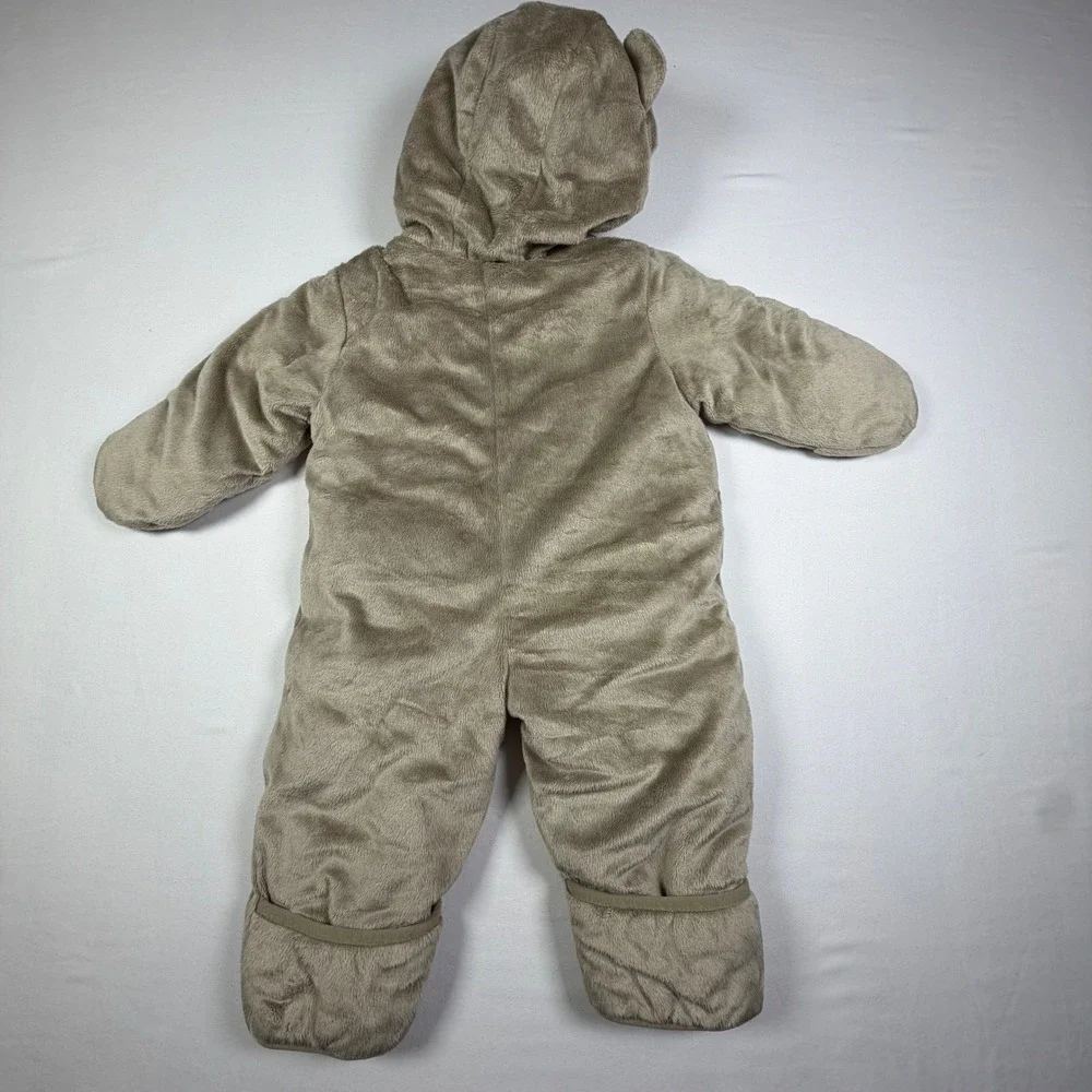 Carter's Pram Suit Bear Ear Hooded Fleece Snowsuit Sherpa Cozy Bunting Baby 3/6M
